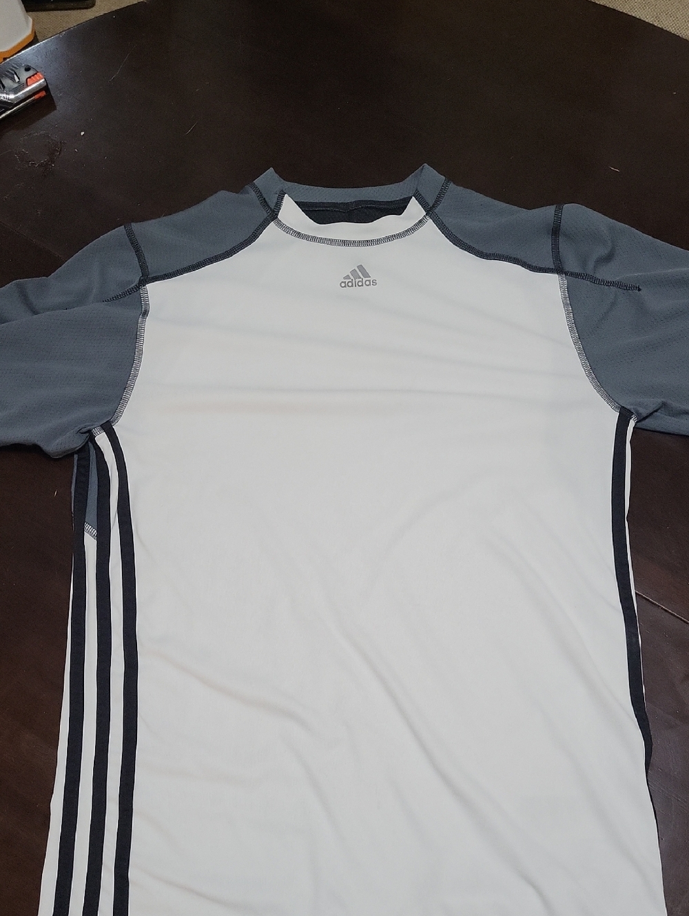 adidas White & Gray Athletic Short Sleeve Shirt